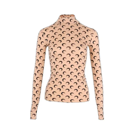 Moon Printed High-Neck T-Shirt