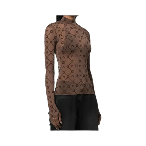 Regenerated Moonogram Flocked Mesh Top