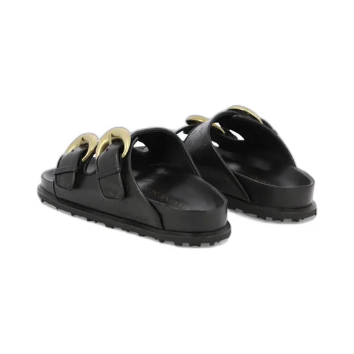 Embossed-Monogram Leather Slides