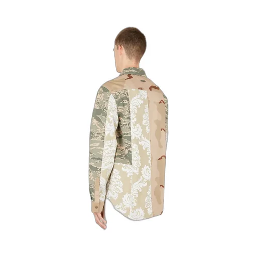 Camouflage-Print Panelled Overshirt