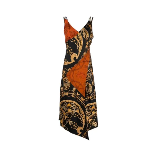Graphic-Printed V-Neck Slip Dress