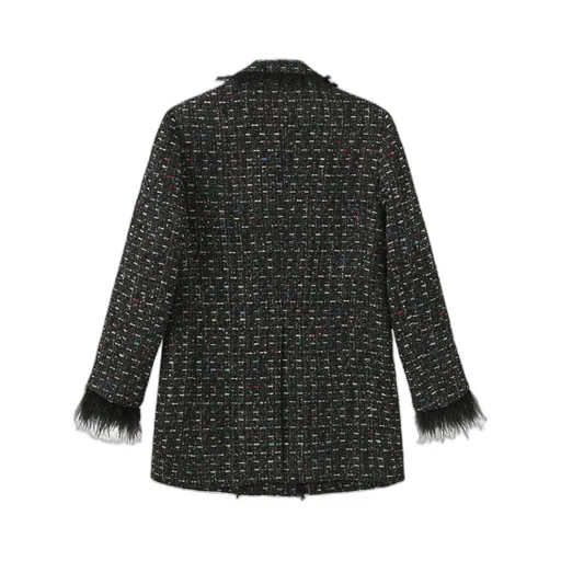 Double-Breasted Jacket With Fur Cuffs