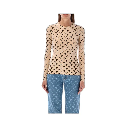 Crescent Print Long-Sleeve Top