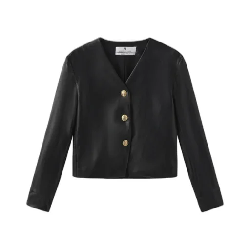 V-Neck Leather Jacket