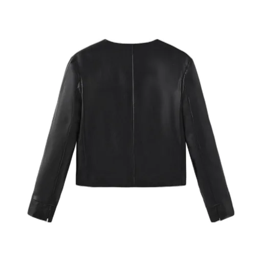 V-Neck Leather Jacket