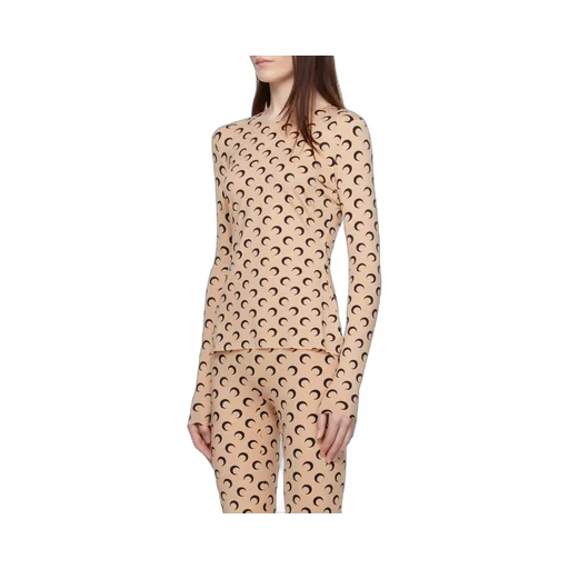 Crescent Print Long-Sleeve Top