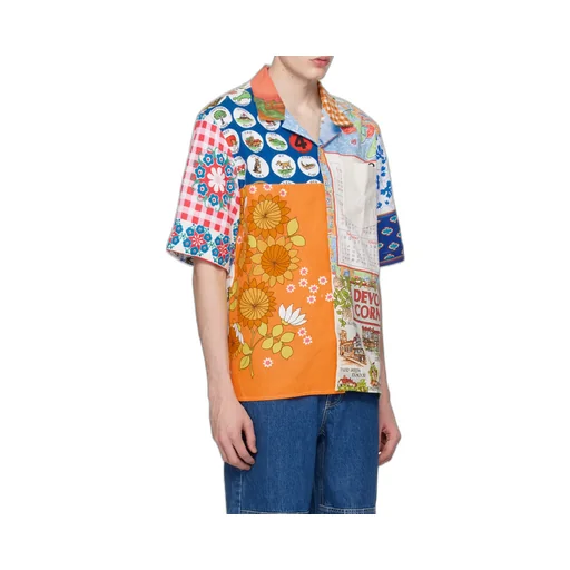 Panelled Floral-Print Cotton Shirt