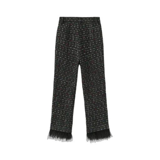 Trousers With Feather Trim