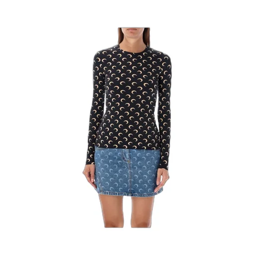 Allover Moon Printed Long Sleeved Top
