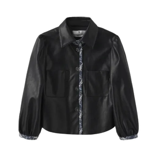 Long-Sleeved Leather Jacket