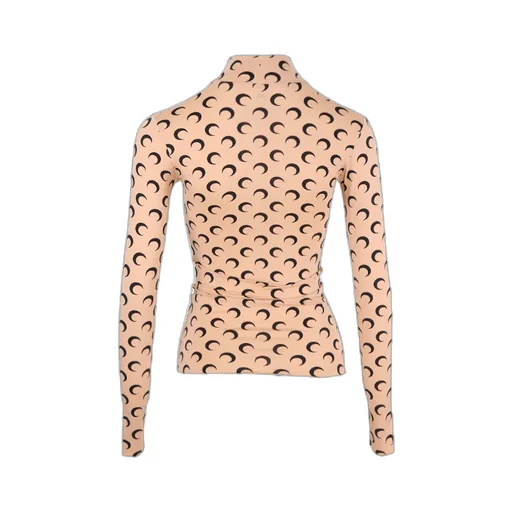 Moon Printed High-Neck T-Shirt