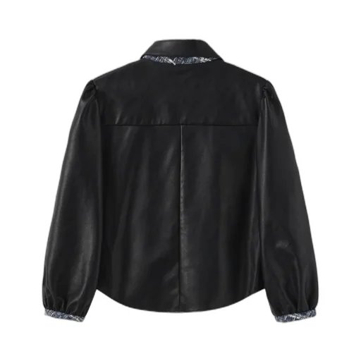 Long-Sleeved Leather Jacket