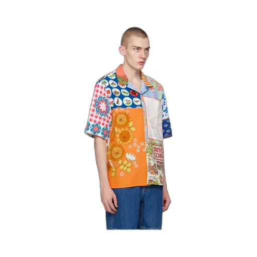 Panelled Floral-Print Cotton Shirt