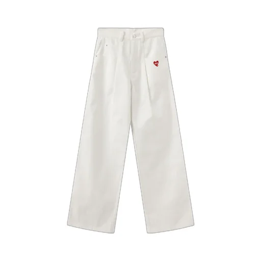 Heart Embroidered Casual Pants