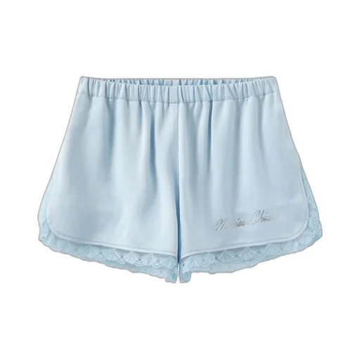 Elastic Waist Shorts With Lace Trim