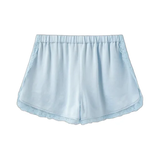 Elastic Waist Shorts With Lace Trim