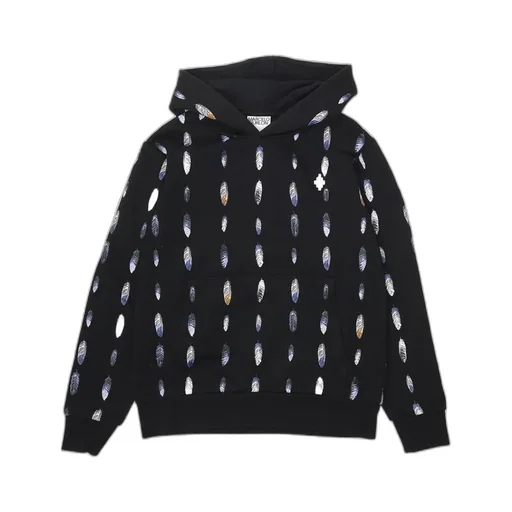 Feather-Print Cotton-Blend Hoodie