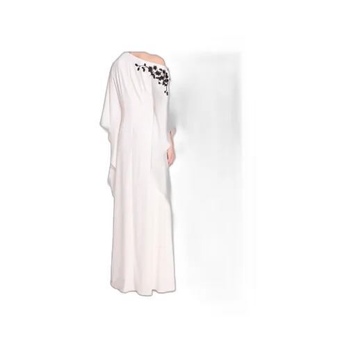 Floral-Embroidered Draped Dress