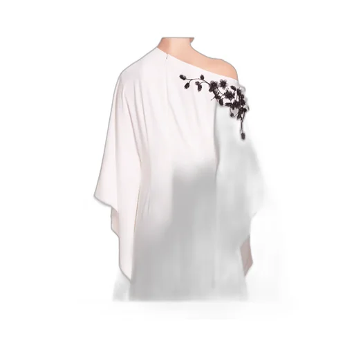 Floral-Embroidered Draped Dress
