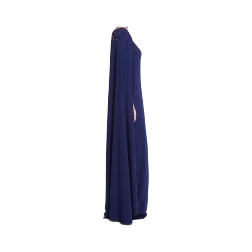 Crystal-Embellished Cape Gown