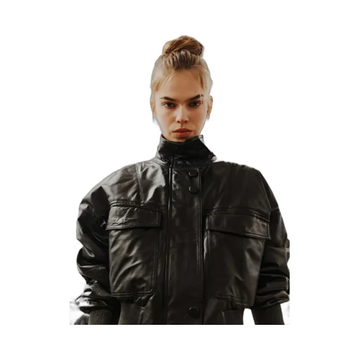 Padded Leather Bomber Jacket
