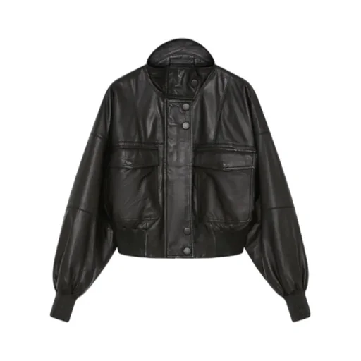 Padded Leather Bomber Jacket