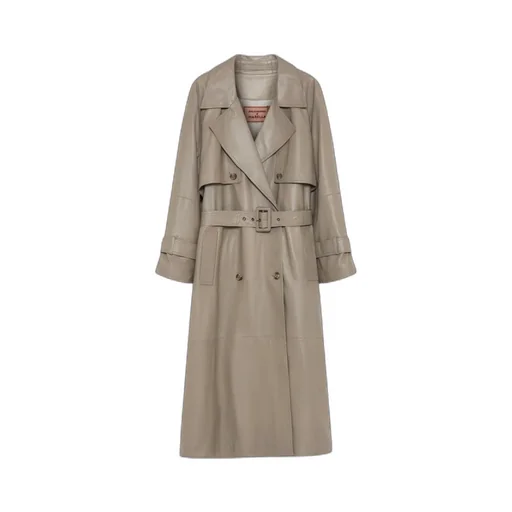 Padded Leather Trench Coat
