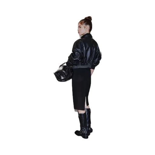 Padded Leather Bomber Jacket