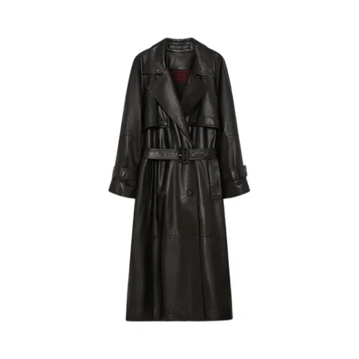 Padded Leather Trench Coat