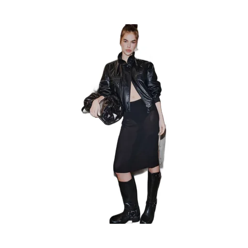 Padded Leather Bomber Jacket