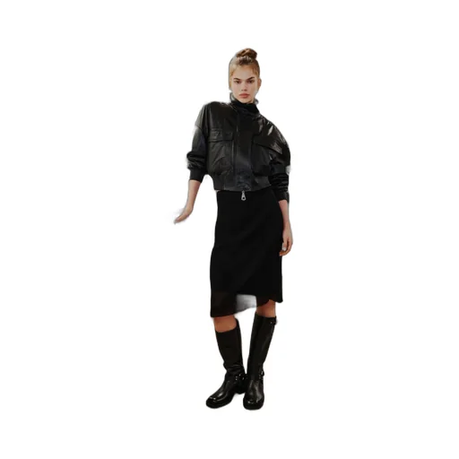 Padded Leather Bomber Jacket