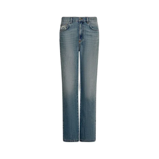 Wide-Leg Cross Denim Jeans