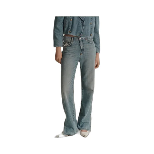 Wide-Leg Cross Denim Jeans
