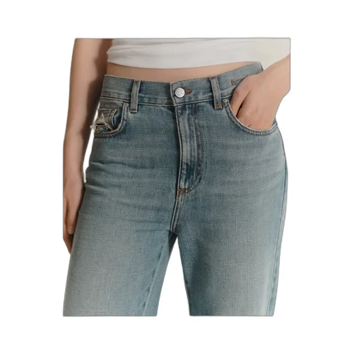 Wide-Leg Cross Denim Jeans