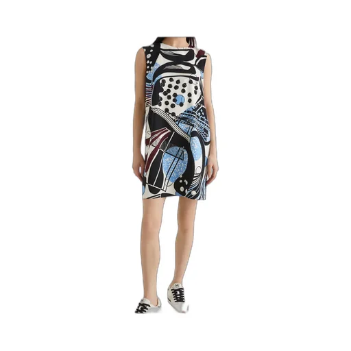 Sleeveless Macro-Print Dress
