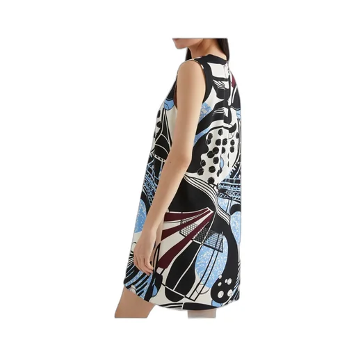 Sleeveless Macro-Print Dress