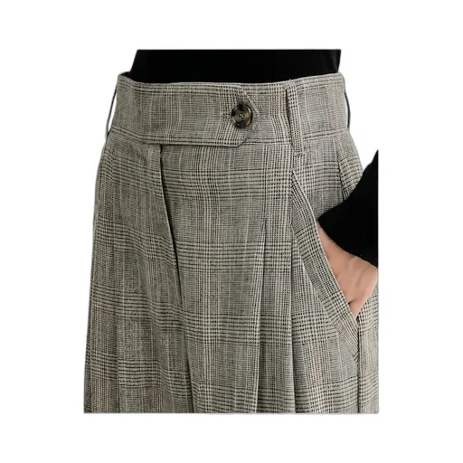 Pleated Check Trousers