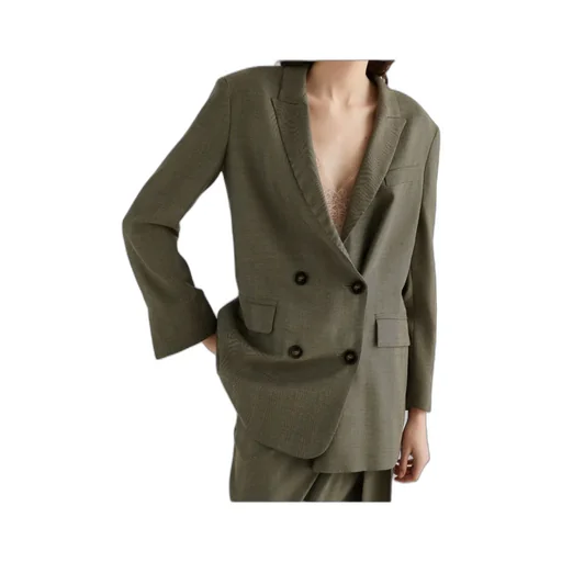 Double-Breasted Fluid Twill Blazer