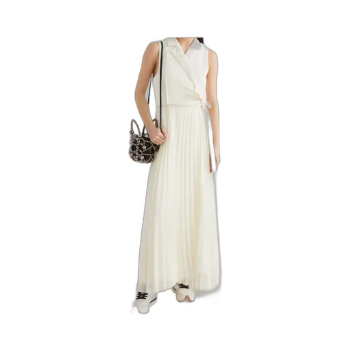 Long Bi-Material Dress