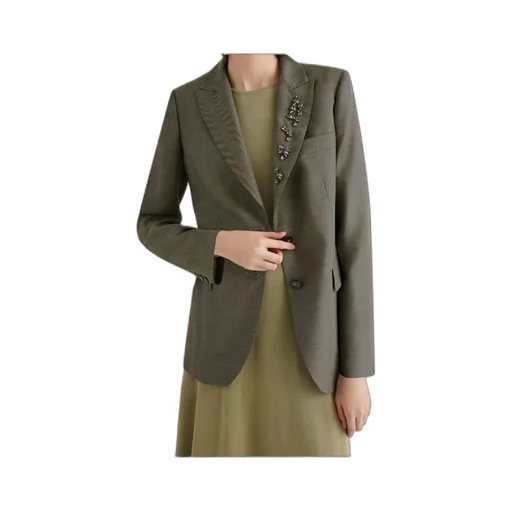 Fluid Twill Jacket With Crystal Detail