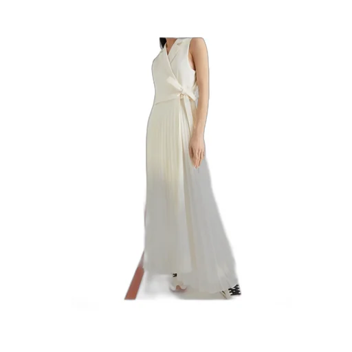 Long Bi-Material Dress
