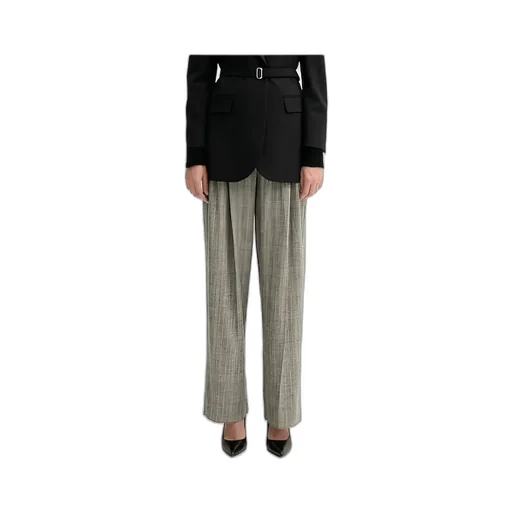 Pleated Check Trousers