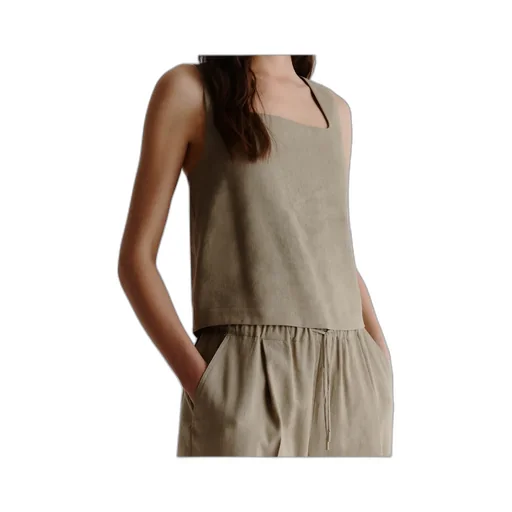 Stretch Viscose And Linen Top