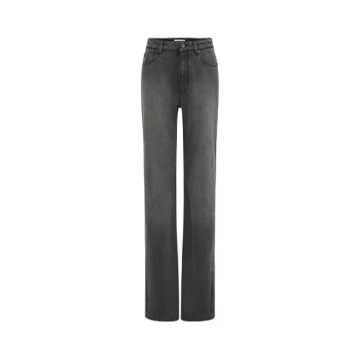 Moon Laser Grey Wash Denim High-Waist Flare Jeans