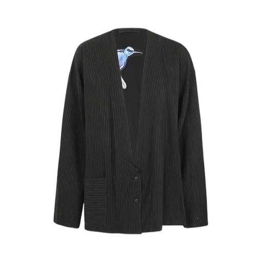 Pinstripe Open Jacket