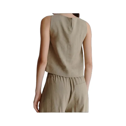 Stretch Viscose And Linen Top