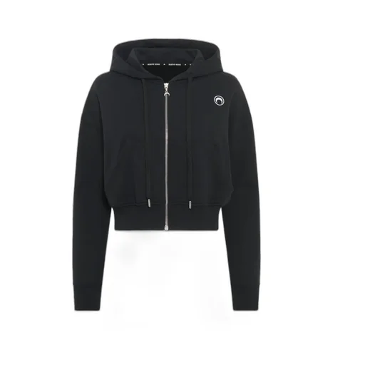 Moon Logo Fleece Cropped Zipped Hoodie