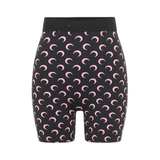Crescent Print Stretched Mini Shorts