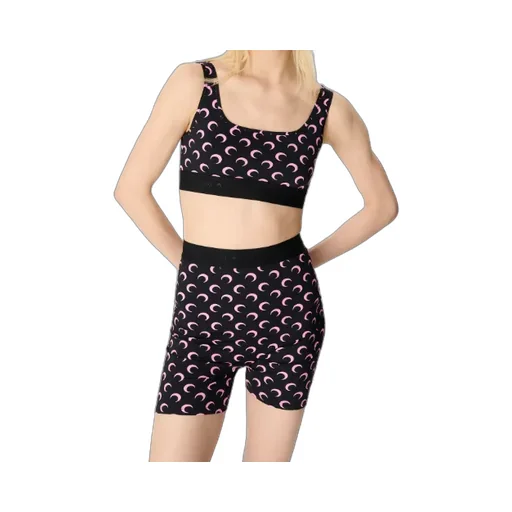 Crescent Print Stretched Mini Shorts