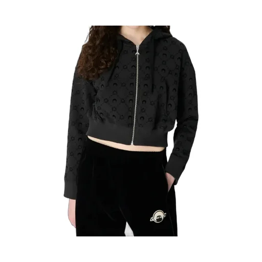 Moonogram Cropped Zipped Hoodie